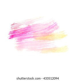 Watercolor pink paint brush strokes. Vector background isolated.