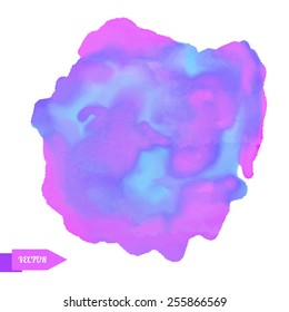 Watercolor pink paint stain isolated on a white background. Art abstract. Frame 