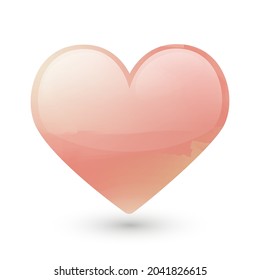 Watercolor Pink Pastel Soft Heart Icon Vector. Illustration Design Artistic Paint Love Emoji Symbol. 