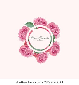 Watercolor pink pastels roses logo