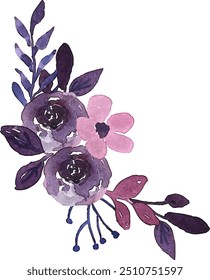 Watercolor Pink Purple Flower Arrangement Bouquet
