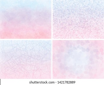 Watercolor pink to purple ombre backgrounds set. Abstract wallpaper collection.