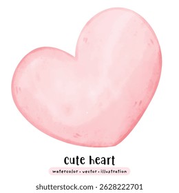 watercolor pink red heart vector illustration