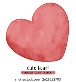 watercolor pink red heart vector illustration
