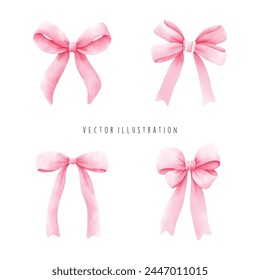 Watercolor Pink Ribbon, Vector illustration