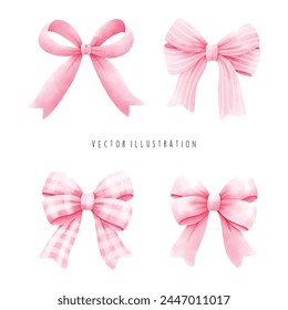 Watercolor Pink Ribbon, Vector illustration