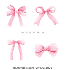 Watercolor Pink Ribbon, Vector illustration