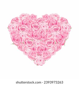 Watercolor pink roses with love shape drawing digital painting for valentine's day card or Dusty pink wedding bouquet