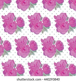 Watercolor Pink Roses pattern Vector