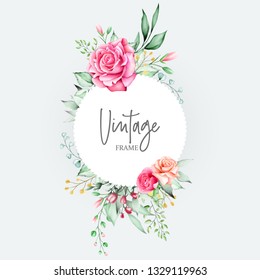 watercolor pink roses wedding invitation card set