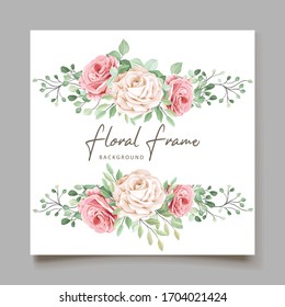 watercolor pink roses wedding invitation card set