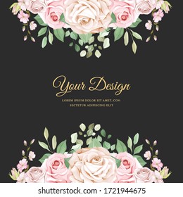 watercolor pink roses wedding invitation card set