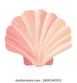 Watercolor pink shell. Ocean illustration. Hand drawn underwater sea life