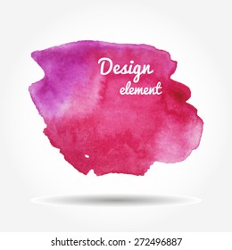 Watercolor pink spot on a white background
