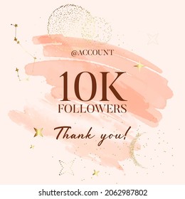 Watercolor Pink Thank You Social Media Post , Moedrn Banner Followers 