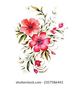 Watercolor pink wild flowers. Isolated and editable vector clipart.