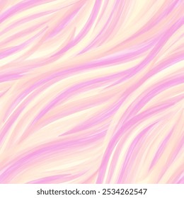 Watercolor pink yellow brush stroke pattern vector. Abstract curve, wave, stripe, flowing line, liquid. Seamless geometric design for fabric, scarf, cloth, print, card, paper, wrapping, banner, decor.