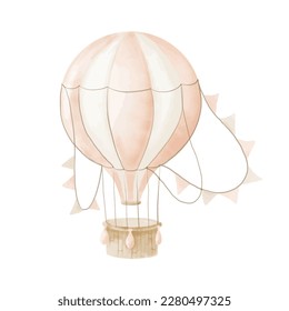 Watercolor pinkAir Balloon and
