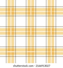 Watercolor plaid pattern. gingham seamless tartan texture, spring picnic table cloth, plaid. yellow vector checkered summer paint brush strokes.
