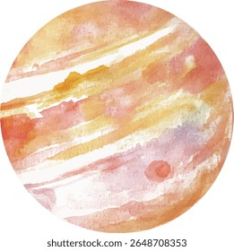 Planeta Aquarela - Abstrato Laranja e Rosa Esfera Celestial ilustração vetor