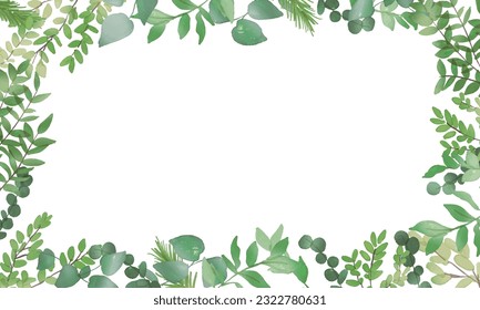 Watercolor. Watercolor plants and trees vector illustration. Watercolor touch grass tree frame background.