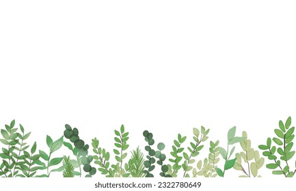 Acuarela. Plantas acuarelas e ilustración vectorial de árboles. Fondo del marco del árbol de hierba táctil acuarela.