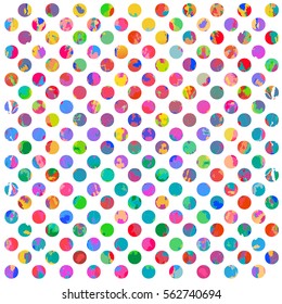 Watercolor polka dots pattern background.