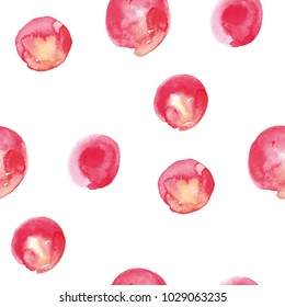 Watercolor polka dots seamless vector pattern aquarell circle image texture on white background