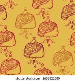 Watercolor pomegranate pattern. Hand drawn seamless texture on a white background