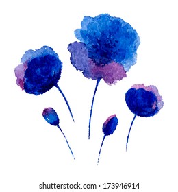 Watercolor poppies on the white background. Can be used to fabric design, wallpaper, decorative paper, web design, etc. 