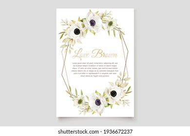 watercolor poppy anemone wedding invitation card set