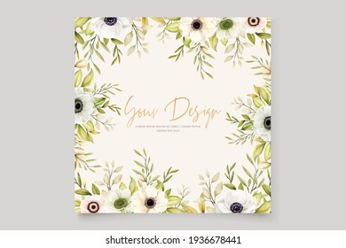 watercolor poppy anemone wedding invitation card set
