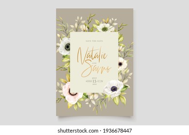 watercolor poppy anemone wedding invitation card set