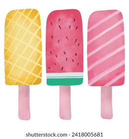 watercolor popsicle ice cream element collection