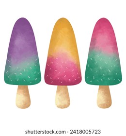 watercolor popsicle ice cream element collection