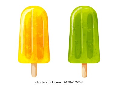 Watercolor popsicles. Vector summer ice cream illustration