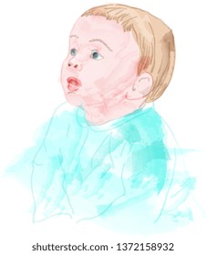 Watercolor portrait painted in illustrator