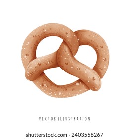 Watercolor Pretzel. German Oktoberfest. Vector Illustration