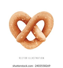 Watercolor Pretzel. German Oktoberfest. Vector Illustration