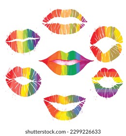 Aquarell-Stolz-Lippen-Vektorgrafik