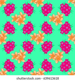 Watercolor primrose flowers seamless pattern on a green background. Vector romantic background for web pages, wedding invitations, textile, wallpaper.