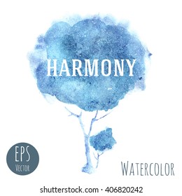 Watercolor print with tree.