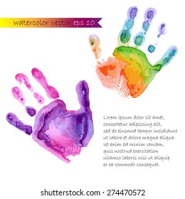 watercolor prints of two hands vector