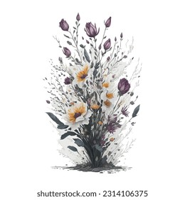 Watercolor Psychopsis vector: A captivating depiction of the unique Psychopsis orchid in a watercolor-inspired vector format. Perfect for adding a touch of elegance and sophistication to designs.