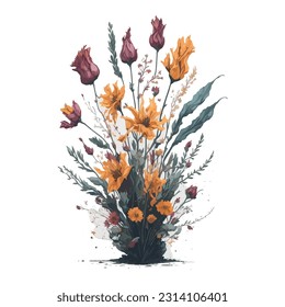 Watercolor Psychopsis vector: A captivating depiction of the unique Psychopsis orchid in a watercolor-inspired vector format. Perfect for adding a touch of elegance and sophistication to designs.