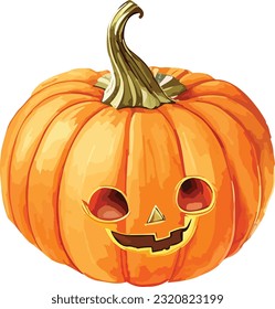 Watercolor Pumpkin Halloween Clipart Design
