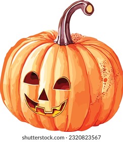 Watercolor Pumpkin Halloween Clipart Design