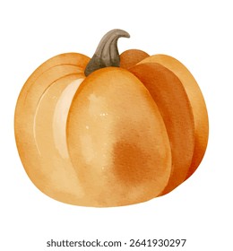 Watercolor pumpkin illustration perfect for fall, thanksgiving, and autumn designs