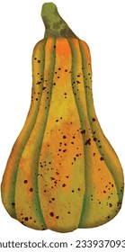 Watercolor Pumpkin in Rustic Style
