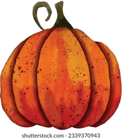 Watercolor Pumpkin in Rustic Style